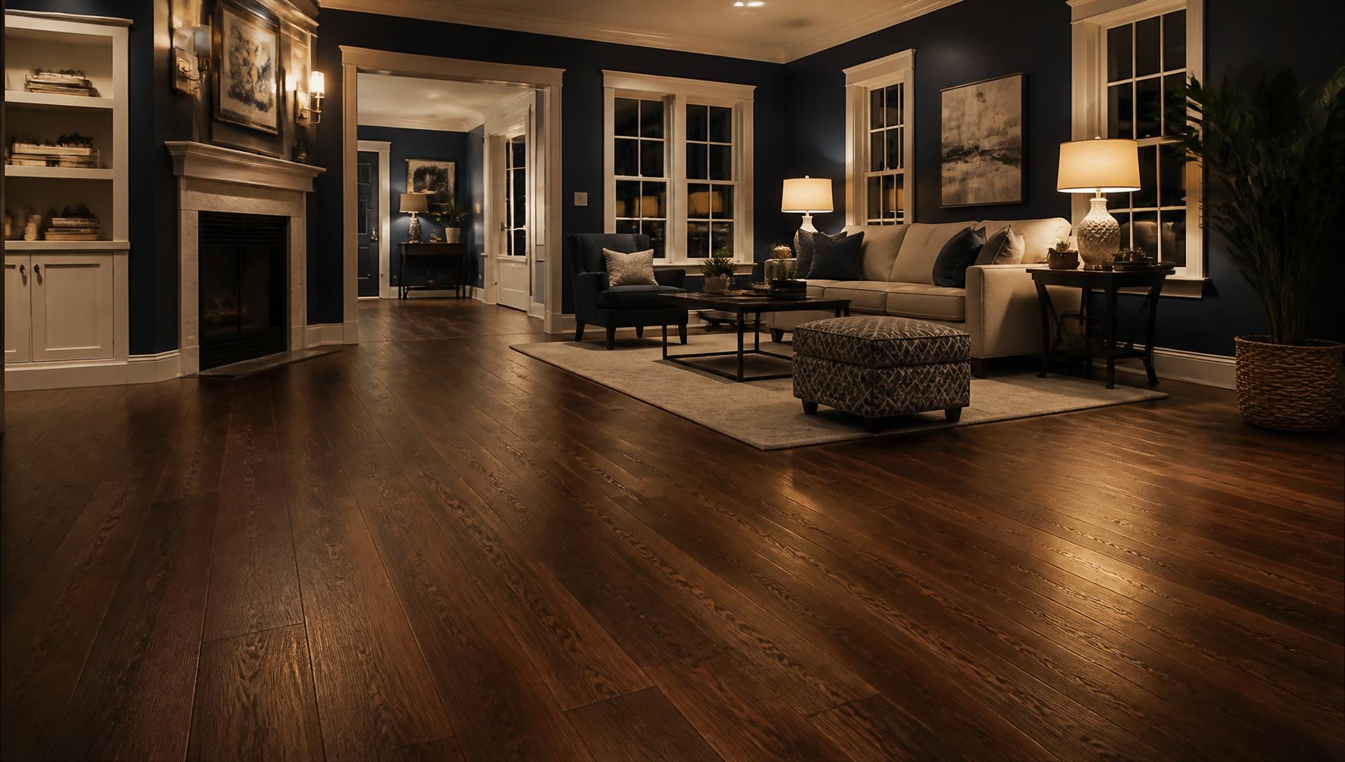Dark oak hardwood floor in a living room